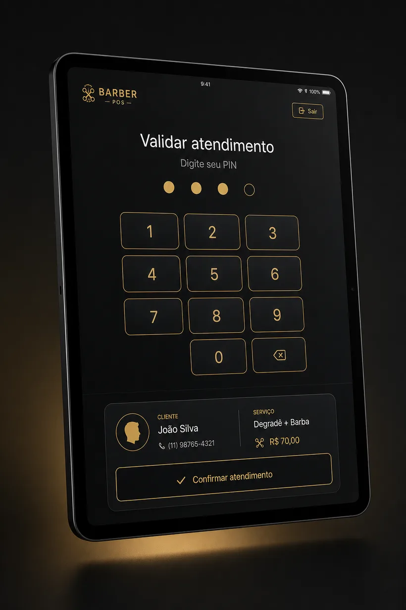 Validação por PIN do barbeiro